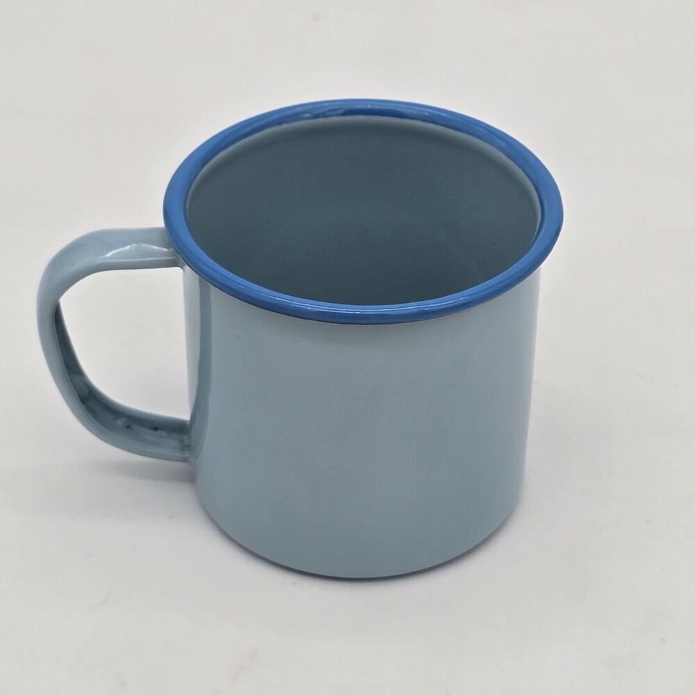 Vintage Holly Hobbie "Blue Girl" Enamelware Metal Mug Cup Blue - Picture 2 of 4